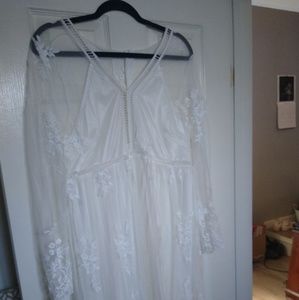 Floor Length Lacy White Wedding Dress